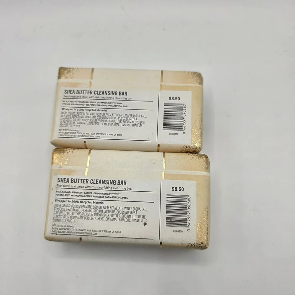 Bath & Body Works Warm Vanilla Sugar Shea Butter Cleansing Bar 5oz Set of 2